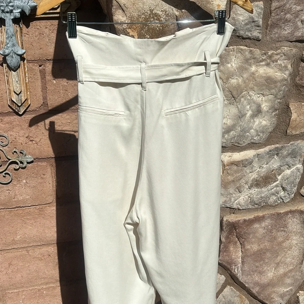 Reformation Avalon Pants Ivory High Waist Size 6 Belted Lyocell Boho Summer